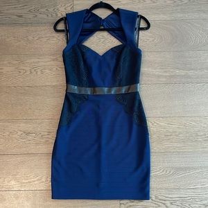 Guess Form-Fitting Dress - Navy Blue With Black Detailing